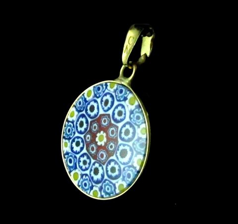 Pingente Murano e Prata Pequeno Banhado a Ouro 18K