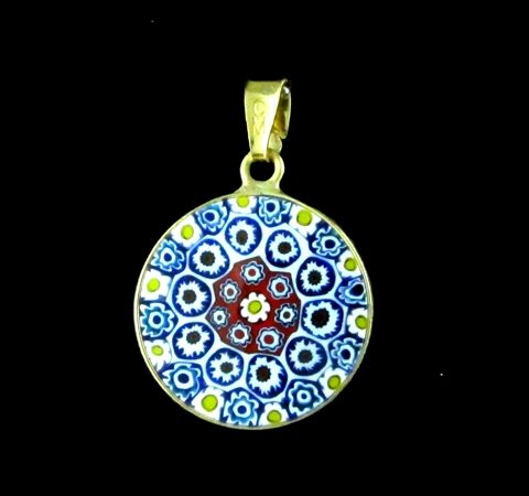 Pingente Murano e Prata Pequeno Banhado a Ouro 18K