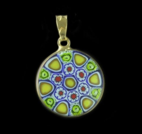 Pingente Murano e Prata Pequeno Banhado a Ouro 18K