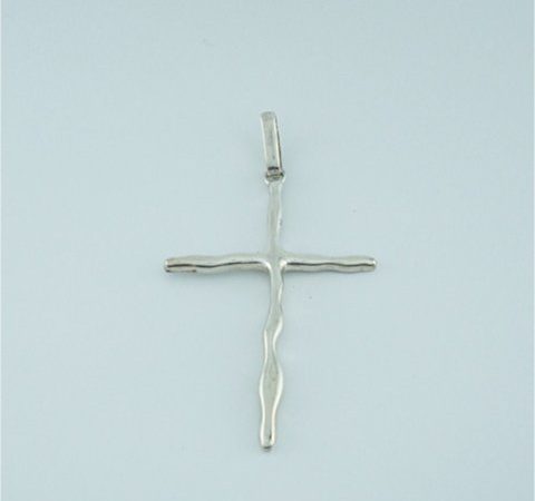 Cruz Ondulada em Prata 6,0 cm