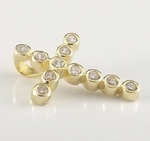Crucifixo com Zircônias Banhado a Ouro 18K