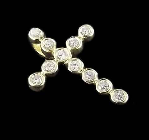 Crucifixo com Zircônias Banhado a Ouro 18K