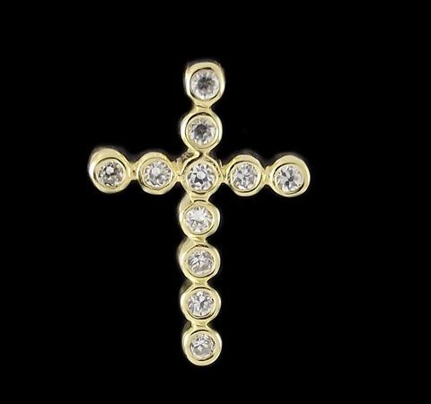 Crucifixo com Zircônias Banhado a Ouro 18K