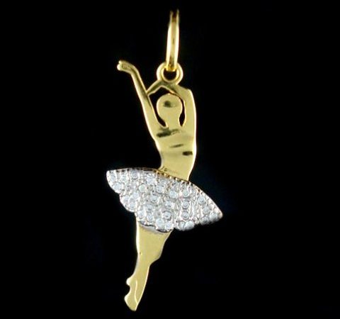Pingente Bailarina em Prata Banhado a Ouro 18K
