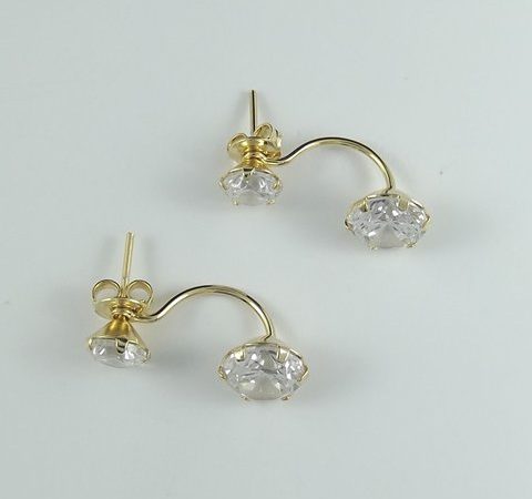 Brinco 2 em 1 Prata com Zircônia Banhado a Ouro 18K
