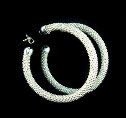 Brinco Pipoca Argola 4,0 cm em Prata