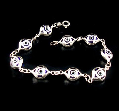 Pulseira de Olho Grego Grande em Prata