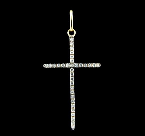 Crucifixo com Zircônias Banhado a Ouro 18K 2,8 cm