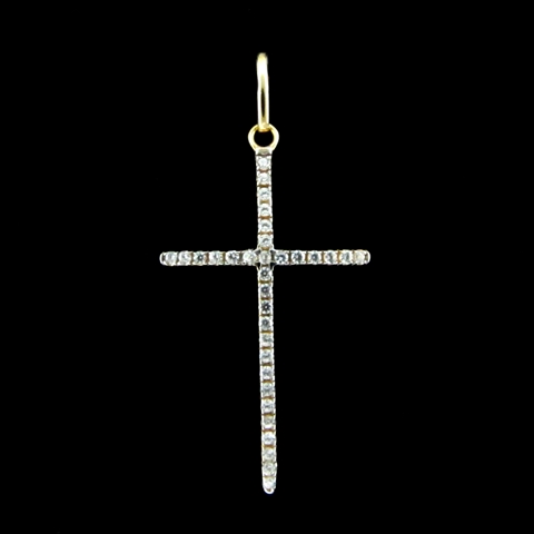 Crucifixo com Zircônias Banhado a Ouro 18K 2,8 cm