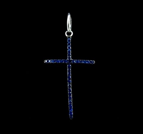 Crucifixo com Safira 2,8 cm