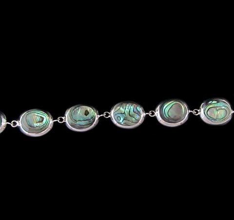 Pulseira de Prata Dupla Face com Abalone e Madrepérola