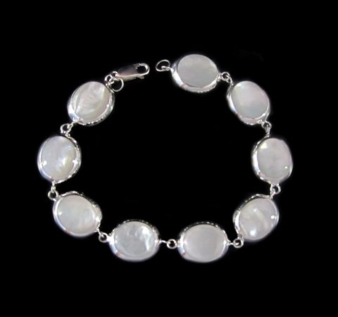 Pulseira de Prata Dupla Face com Abalone e Madrepérola