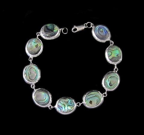Pulseira de Prata Dupla Face com Abalone e Madrepérola