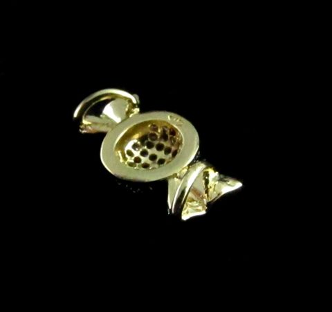 Pingente Bombom com Zircônias Banhada a Ouro 18K