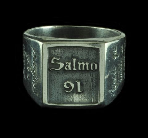 Anel Salmo 91 em Prata