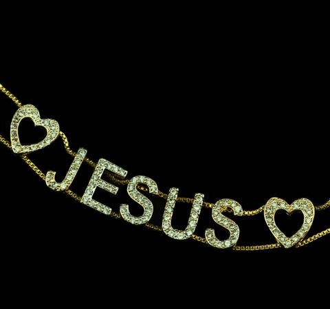 Pulseira Jesus em Prata Banhada a Ouro 18K