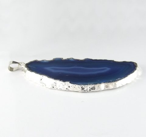 Pingente Ágata Azul e Prata