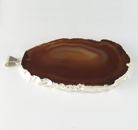 Pingente Ágata Caramelo e Prata