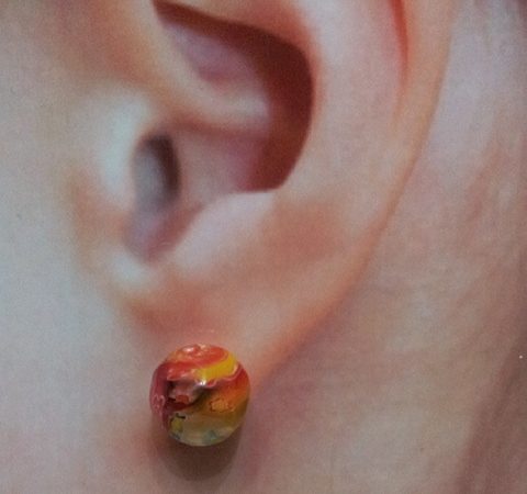 Brincos Pequenos Esféricos de Prata com Murano