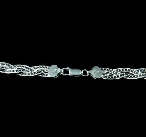 Corrente Trançada em Prata 45 cm  8,3 mm