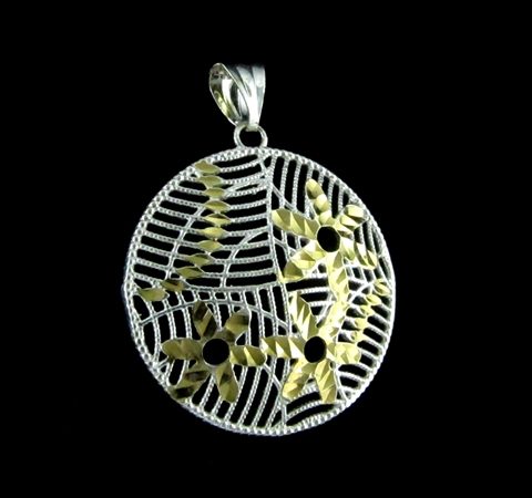 Pingente Flores em Prata Banhado a Ouro 18K
