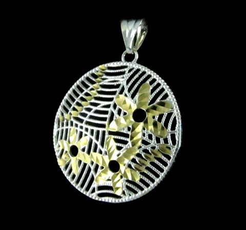 Pingente Flores em Prata Banhado a Ouro 18K