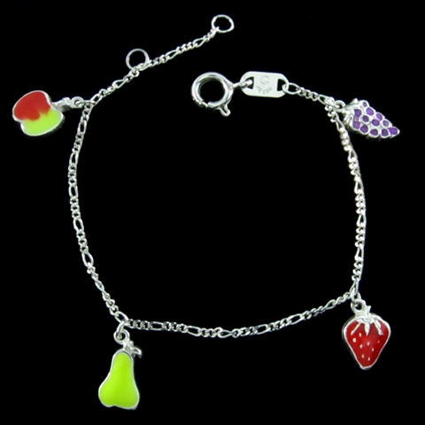 Pulseira infantil Frutas em Prata Pulseira infantil Frutas em Prata