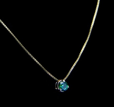 Pingente Ponto de Luz em Prata e Gargantilha Banhados a Ouro 18K