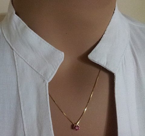 Pingente Ponto de Luz com Gargantilha Banhados a Ouro 18K