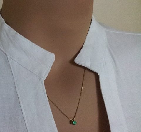 Pingente Ponto de Luz em Prata e Gargantilha Banhados a Ouro 18K