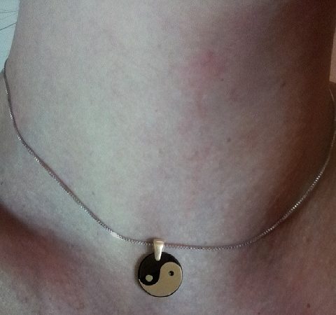 Pingente Yin Yang (Tao) em Prata com Onix 20 mm