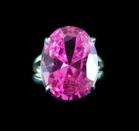 Anel de Prata com Zircônia Rosa