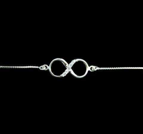 Pulseira de Prata Infinito com Zircônias