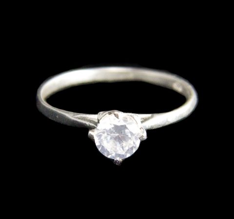 Anel Solitário Prata com Zircônia 5,0 mm