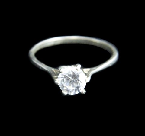 Anel Solitário Prata com Zircônia 7,0 mm