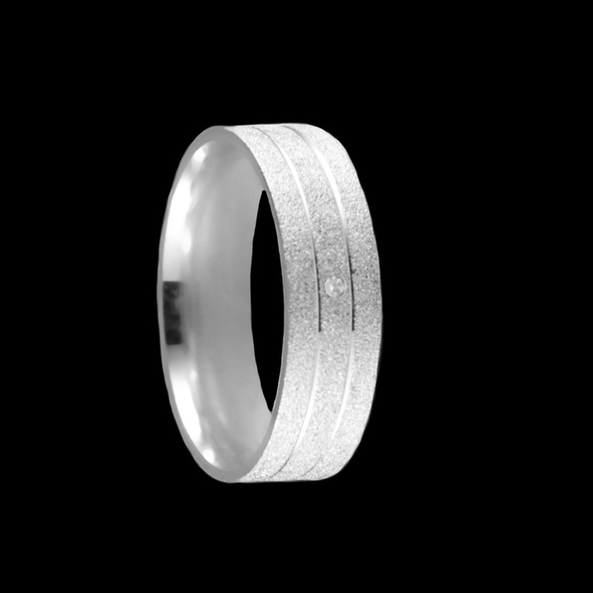 Par de Aliança Anatômicas Diamantadas em Prata 6,0 mm