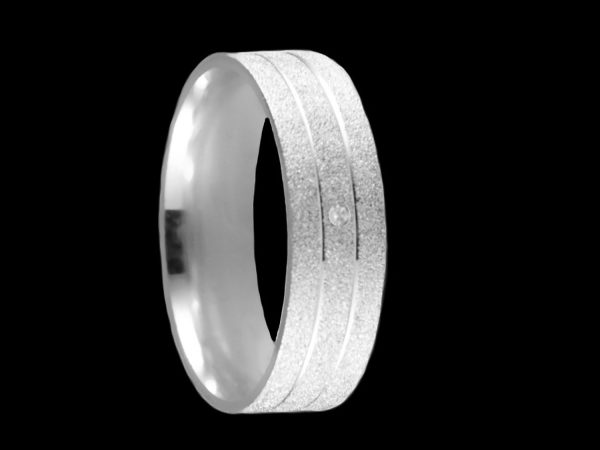Par de Aliança Anatômicas Diamantadas em Prata 6,0 mm