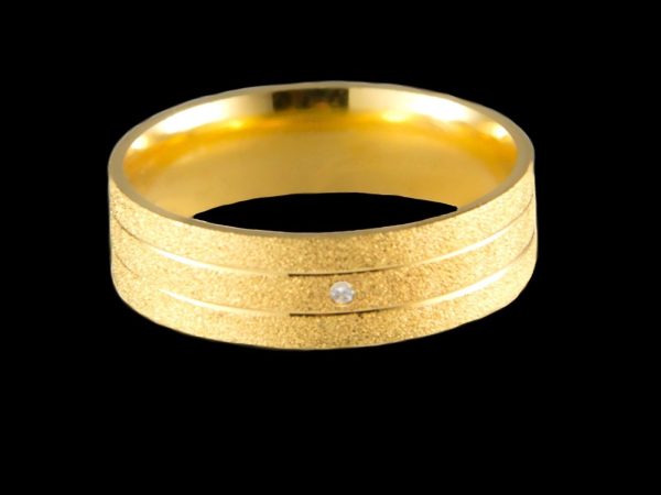 Par de Aliança Anatômicas Diamantadas em Prata 6,0 mm Banhado a Ouro 18k