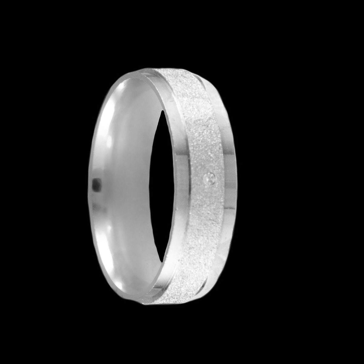Par de Aliança Anatômicas Diamantadas em Prata 6,0 mm