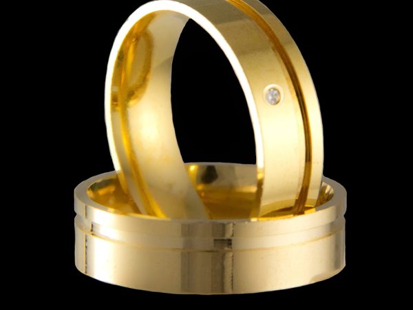 Par de Aliança Anatômicas em Prata 6,0 mm Banhado a Ouro 18k
