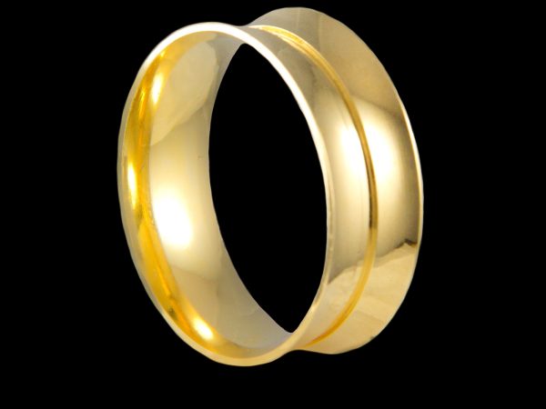 Par de Aliança Côncava com Vinco e Anatômicas Banhada a Ouro 18k