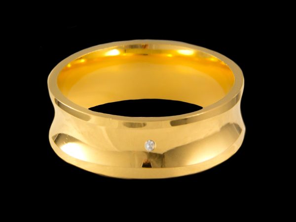 Par de Aliança Côncavas e Anatômicas em Prata 7,0 mm Banhado a Ouro 18k