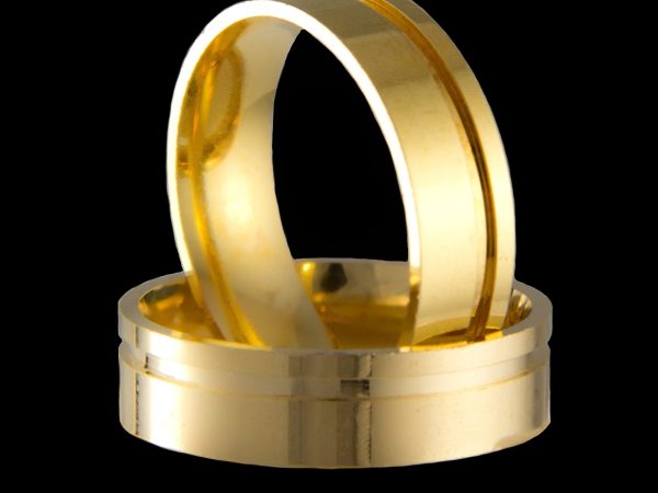 Par de Aliança Anatômicas em Prata 6,0 mm Banhado a Ouro 18k