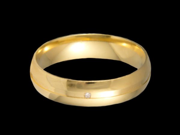 Alianças de Prata Anatômicas com Vinco Banhadas a Ouro 18k 5,0 mm