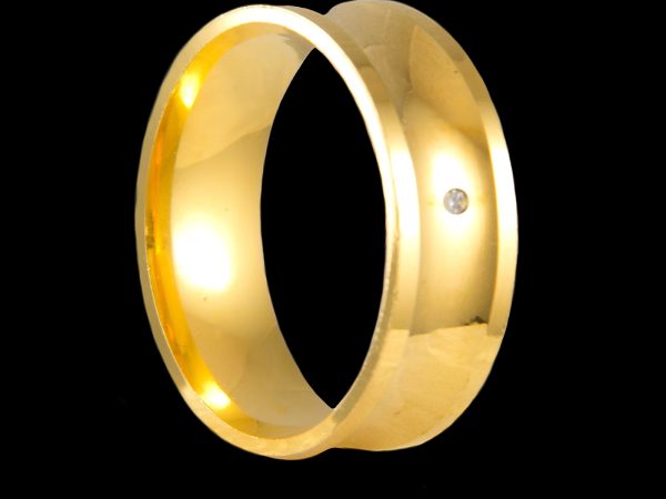 Par de Aliança Côncavas e Anatômicas em Prata 7,0 mm Banhado a Ouro 18k