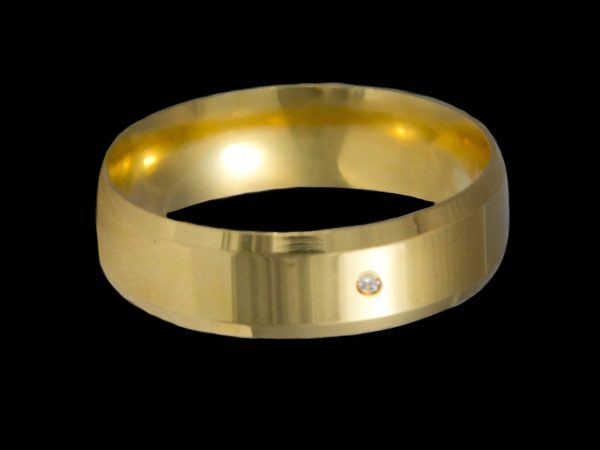 Alianças de Prata Anatômicas Chanfradas Banhadas a Ouro 18k