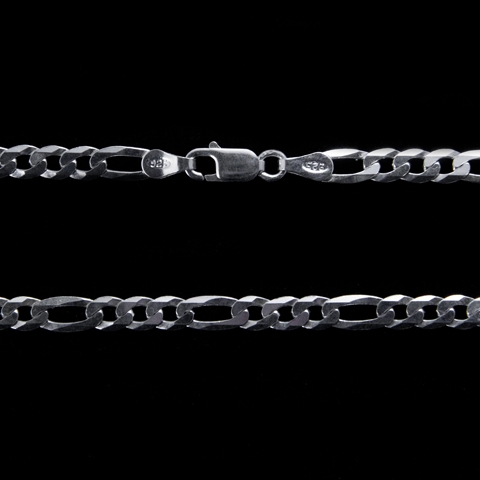 Corrente Figaro 3x1 em Prata 50 cm 5,2 mm Corrente Figaro 3x1 em Prata 50 cm 5,2 mm