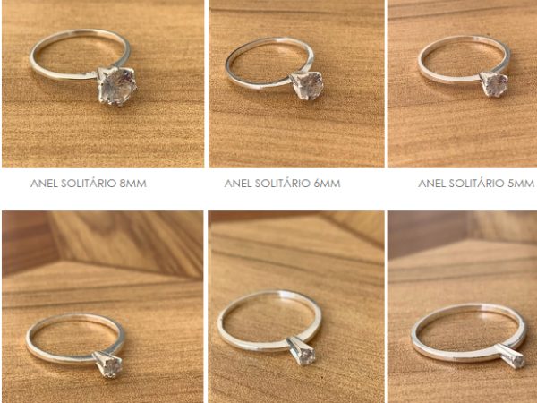 Anel Solitário Prata com Zircônia